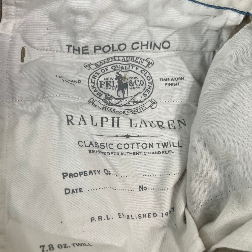 Polo Ralph Lauren Pants Mens 30X32 Tan Classic Cotton Twill Classic Fit‎ Preppy - Picture 9 of 13